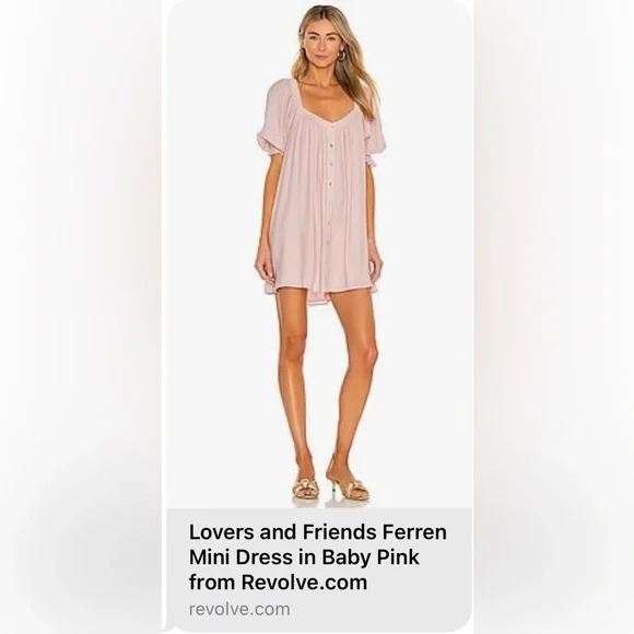 Brand new with tags Lovers and Friends light pink babydoll button up dress M - Picture 1 of 6